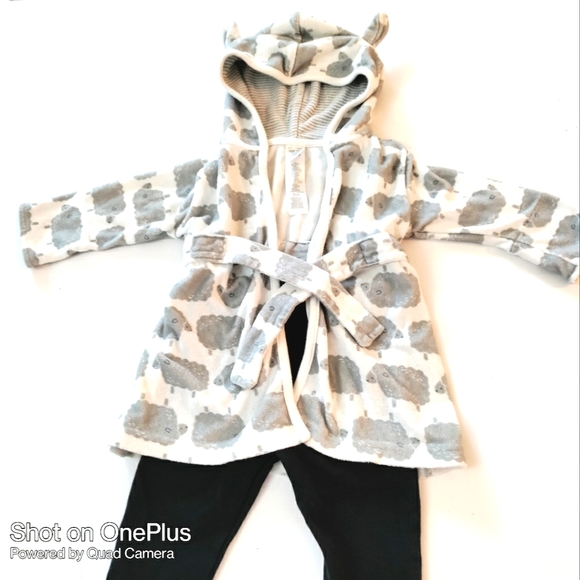 🎁 Baby 2PC SET bathrobe 0-9M  and pants sheep Lamb print  stretchy pants 12M - Picture 1 of 6